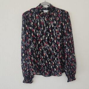 7 For All Mankind Black Floral Blouse